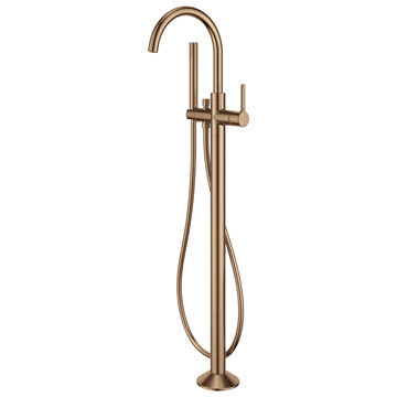 Flova Moonlight Floor-Standing Brushed Bronze Bath Shower Mixer Tap with Kit