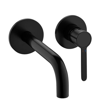 Flova Moonlight Wall Mounted 2-Hole Matt Black Concealed Basin Or Bath Mixer Tap