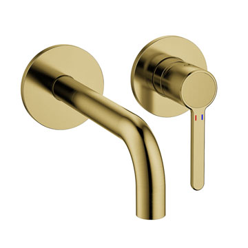 Flova Moonlight Wall Mounted 2-Hole Brushed Brass Concealed Basin Or Bath Mixer Tap