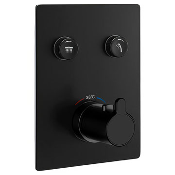 Flova Moonlight GoClick Matt-Black Concealed Square Shower Valve - Short Lever Handle