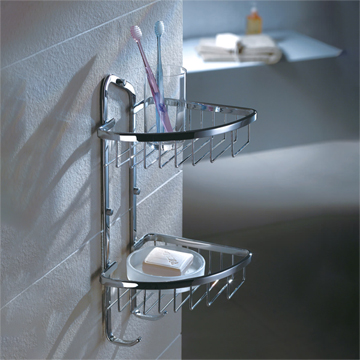 Flova Diamond Chrome Solid Brass Double Basket