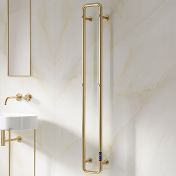 Reina Pelmo Brushed Brass Dry Electric Towel Rail with LCD Display - 200 x 1500mm - Stainless Steel