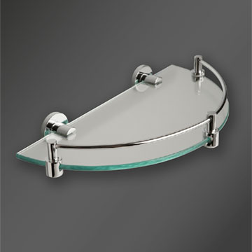 Miller Classic Cloakroom Glass Shelf with Chrome Brackets and Guard Rail - 280mm