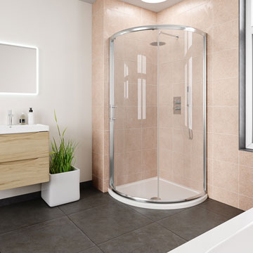 Nuie Pacific Sliding Quadrant Shower Enclosure - Aluminium Frame - Reversible - 860 x 860mm