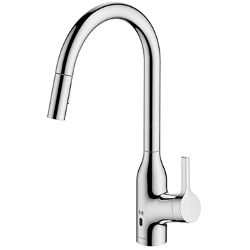Clearwater Amelio Pull-Out Motion Sensor Chrome Kitchen Mixer Tap with Curved Swivel Spout