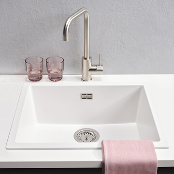 Reginox Amsterdam-40 White Granite Kitchen Sink - 1 Bowl - 460 x 460mm
