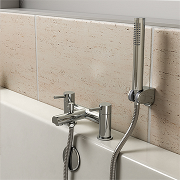 Joseph Miles Kaze Bridge Bath Shower Mixer Tap with Long Spout - Stick Handles - Deck Mounted