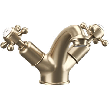 Crosswater Belgravia Brushed Brass Traditional Monobloc Basin Mixer Tap