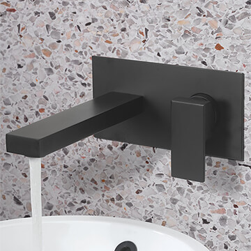 Crosswater Verge Matt Black 2 Hole Basin Tap with Backplate - Flat Handle and Spout