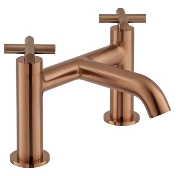 Vado Individual Elements Brushed Bronze Bridge Bath Filler Tap - Crosshead Handles