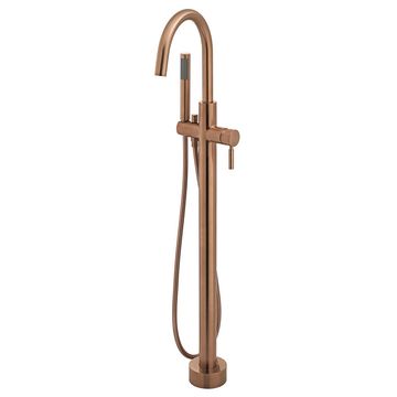 Vado Individual Origins Floorstanding Brushed Bronze Bath Shower Mixer Tap with Hose