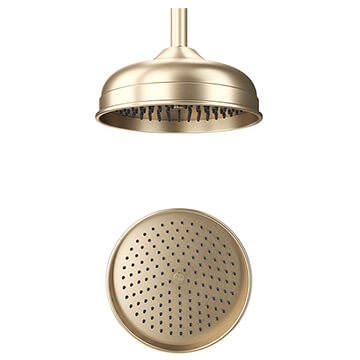 Crosswater Belgravia Fixed Brushed Brass Round Shower Head 200mm - Single Spray Mode