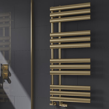 Reina Chisa Tubular Bars Straight Heated Brushed Brass Towel Rail 500mm Wide - Mild Steel