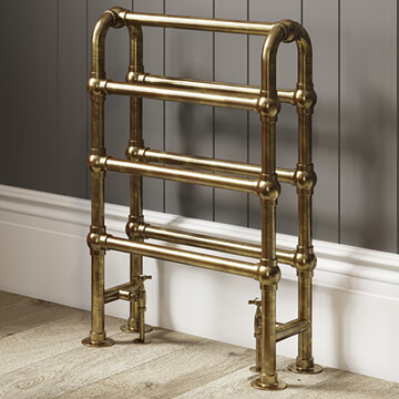 Dq Heating Hilborough Antique Brass Floorstanding Traditional Towel Rail