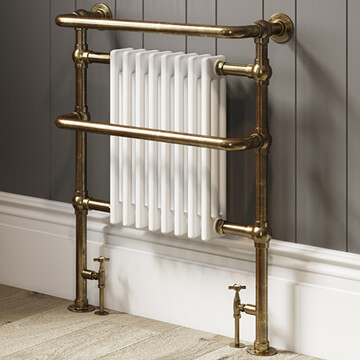 Dq Heating Old Buckenham Antique Brass Floorstanding Traditional Towel Rail