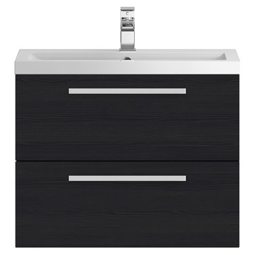 Hudson Reed Quartet Wall Hung Charcoal Black Vanity Unit with Polymarble Basin