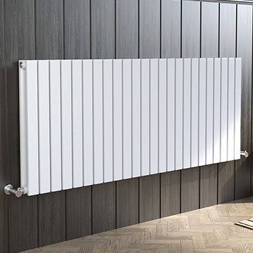 Hudson Reed Sloane Flat White Radiator 600mm High - Steel - Double Panel