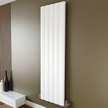 Tivolis Lugo Vertical Flat White Radiator 1800mm High - Aluminium - Double Panel