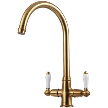 Clearwater Elegance Traditional Brushed Brass Kitchen Sink Mixer Tap with Swivel Spout