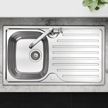 Clearwater Ava Stainless Steel Inset Kitchen Sink with Waste and Drainer - 1.0 Bowl