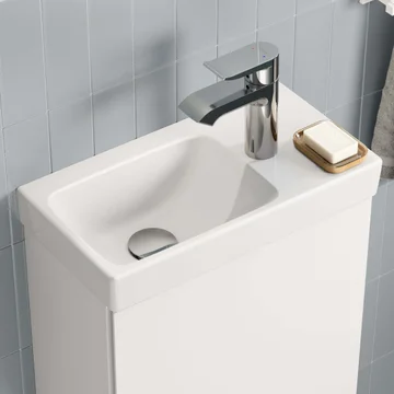 Geberit Aniara Rectangular White Asymmetrical Handrinse Basin - 1 Taphole