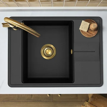 Clearwater Arina Smart Granite Inset Jet Kitchen Sink with Drainer and Waste - 1 Bowl