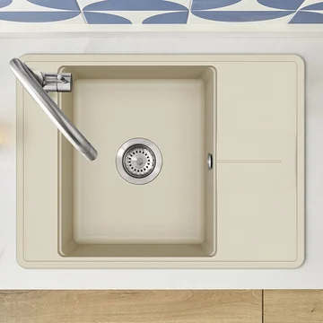 Clearwater Arina Smart Granite Inset Nude Kitchen Sink with Drainer and Waste - 1 Bowl