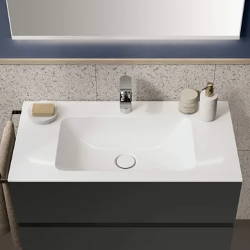 Geberit Aniara Rectangular Slim Rim Fine Fireclay Inset Vanity Basin