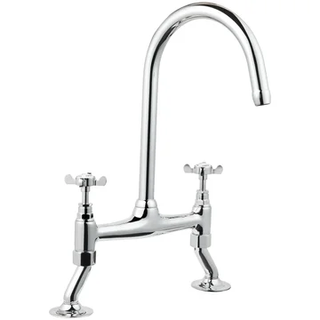 Deva Coronation Traditional Bridge Kitchen Mixer Tap with Adjustable Centres - Swivel Spout