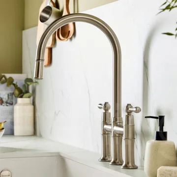 Clearwater Broadway Traditional Bridge Pull-Out Kitchen Sink Mixer Tap - Lever Handles
