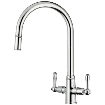 Clearwater Broadway Chrome Pull-Out Mono Kitchen Sink Mixer Tap with Swivel Spout - Lever Handles
