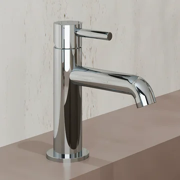 Flova Levo Slim Basin Mixer Tap with Clicker Waste - Curved Spout - Stick Handle