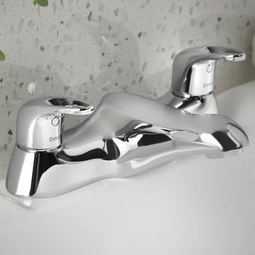Deva Lace Contemporary Chrome Bath Filler Tap with Loop Handles - Deck Mounted