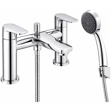 Deva Moselle Chrome Bridge Bath Filler Tap with Flat Handles and Spout - Deck Mounted