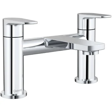 Deva Moselle Chrome Bridge Bath Filler Tap with Flat Handles and Spout - Deck Mounted