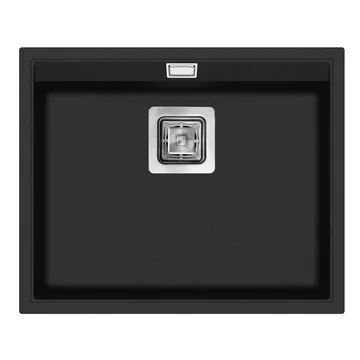 Clearwater Capri Contemporary Granite Jet Kitchen Sink with Overflow - 1 Bowl