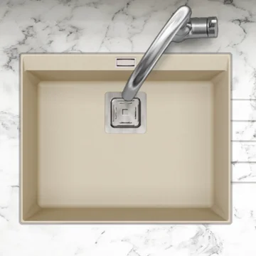 Clearwater Capri Contemporary Granite Kitchen Sink with Overflow - 1 Bowl