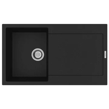 Clearwater Carina Nero Finish Quarsil Granite Inset Kitchen Sink with Drainer - 1 Bowl