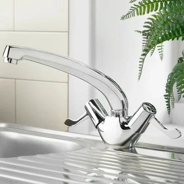 Deva Vitality Lever Contemporary Chrome Kitchen Dual-Flow Mixer Tap - Swivel Spout