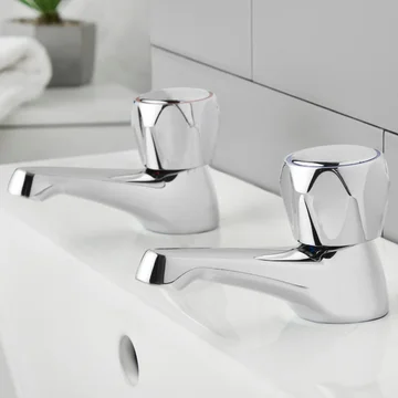 Deva Vitality Round Deck Mounted Pair Of Basin Taps