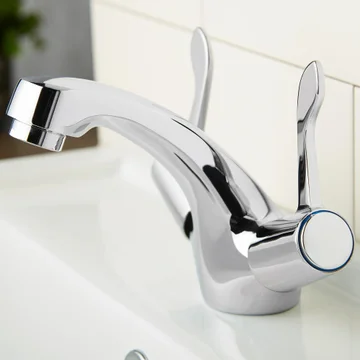 Deva Vitality Lever Contemporary Chrome Basin Mixer Tap with Press Top Waste - Deck Mounted