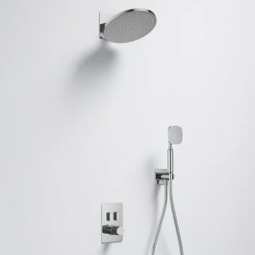 Flova Stream GoSlide Concealed Thermostatic Valve with Rainshower and Handset Kit - 2 Outlet