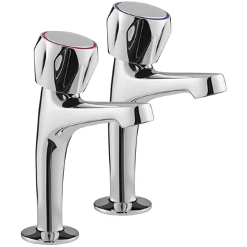 Deva Vitality Round Deck Mounted Chrome Pair Of Kitchen Sink Taps