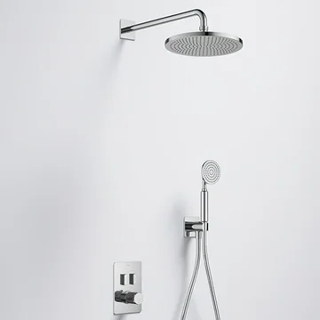 Flova Ascend GoSlide Concealed Thermostatic Valve with Rainshower and Handset Kit - 2 Outlet