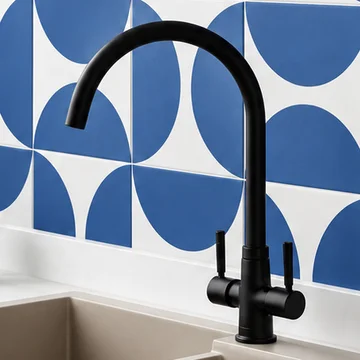 Clearwater Davenport-C Dual-Flow Contemporary Matt Black Kitchen Mixer Tap with Swivel Spout