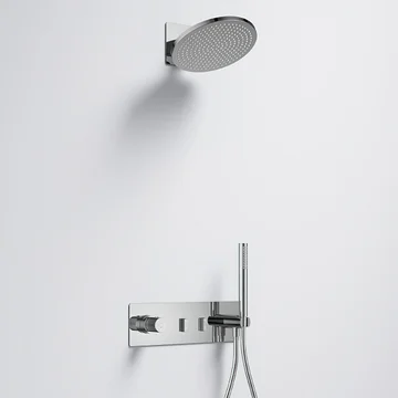 Flova Ascend Concealed Thermostatic Valve with Integrated Handset and Rainshower - 2 Outlet