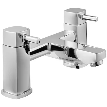 Deva Wexford Chrome Bridge Bath Filler Tap with Straight Spout - Stick Handles - Deck Mounted