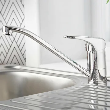 Deva Lace Ergonomic Chrome Kitchen Sink Mixer Tap with Swivel Spout - Loop Handle - Image
