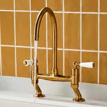 Clearwater Dephini Bridge C Twin Lever Kitchen Sink Mixer Tap