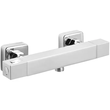Deva Cool-To-Touch Square Thermostatic Exposed Bar Shower Valve - Chrome - 2 Control